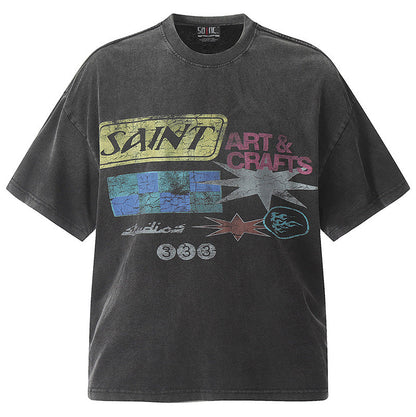 SAINT MICHAEL Retro Print Washed T-Shirts