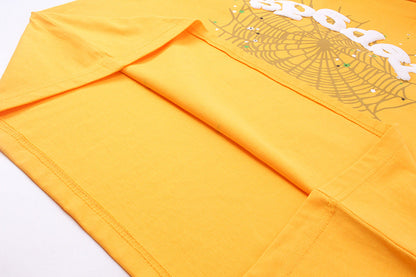 Sp5der Green Foam Printing High Weight T-Shirt Yellow