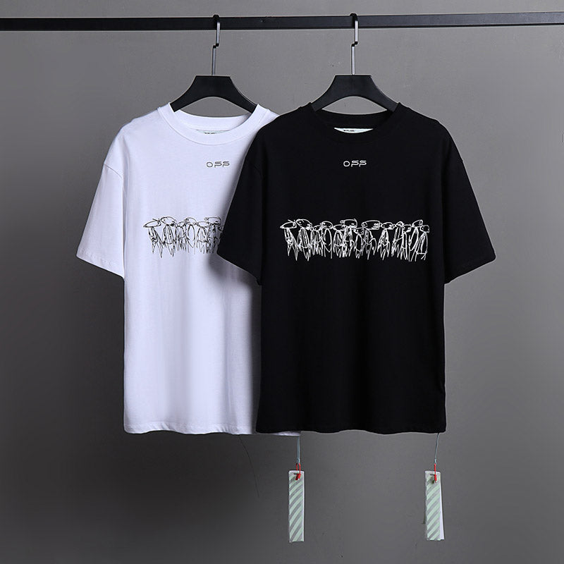 OFF WHITE Cartoon color spelling arrow pattern T-Shirts