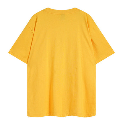 Sp5der Green Foam Printing High Weight T-Shirt Yellow