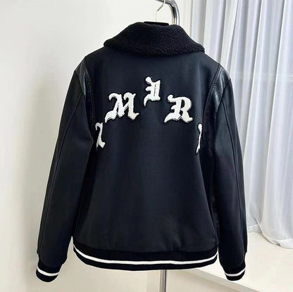 AMIRI X Wes Lang Skull Patch Wool Blend Varsity Jacket