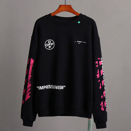 OFF WHITE Classic 99 Pink Number Arrow Crew Neck Sweatshirts