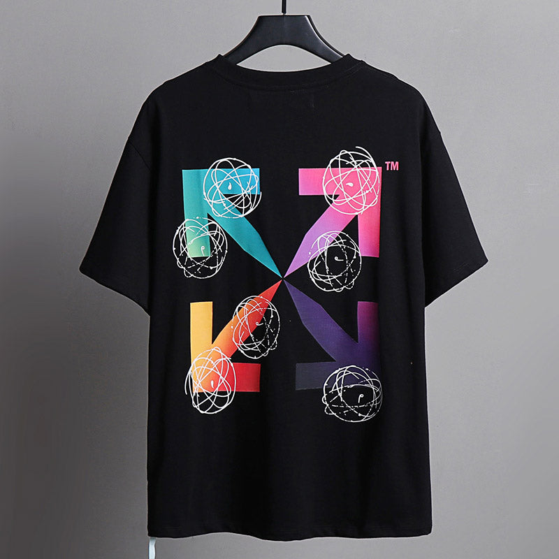 OFF WHITE Cartoon color spelling arrow pattern T-Shirts