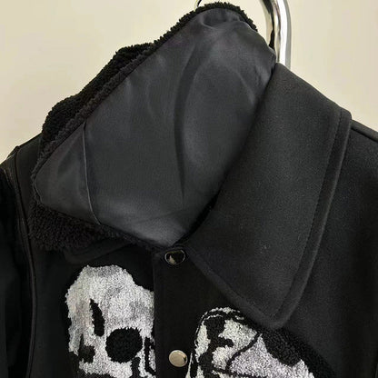 AMIRI X Wes Lang Skull Patch Wool Blend Varsity Jacket