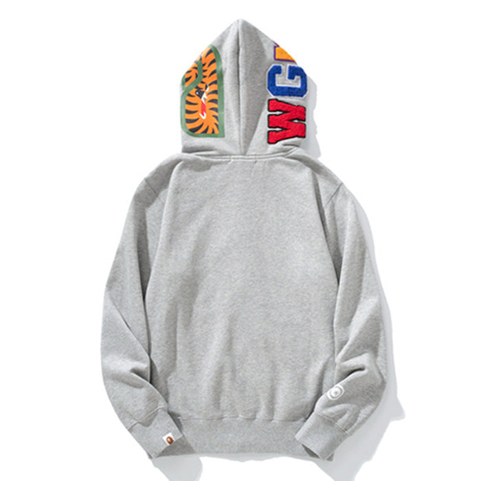 BAPE Double-hat Big Camo Shark Hoodies Grey