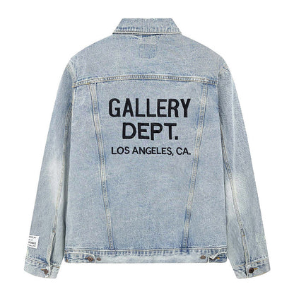 GALLERY DEPT letter embroidered washed denim Jacket