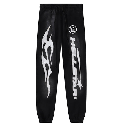 Hellstar Fire Black Closed Elastic Bottom sweatpants