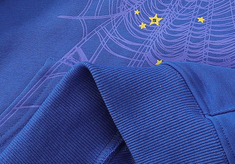 SP5DER TC5555 Spider Web Hoodie-Blue #8206