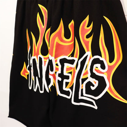 PALM ANGELS GARMENT DYE GRAFFITI FLAMES SWEATSHORTS