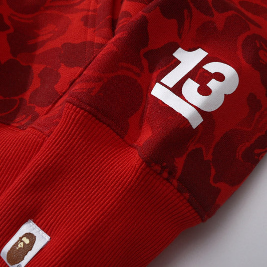 Bape red shark full zip hoodie