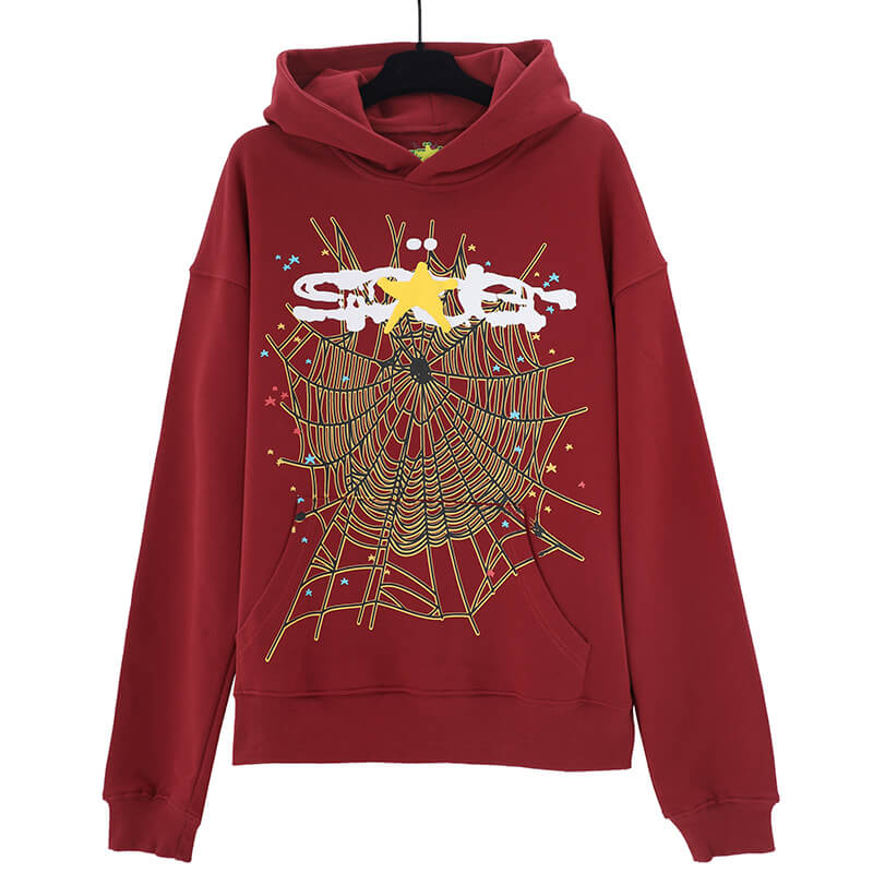 Sp5der Spider Web Print Gothic Punk Hoodie-Brown #144