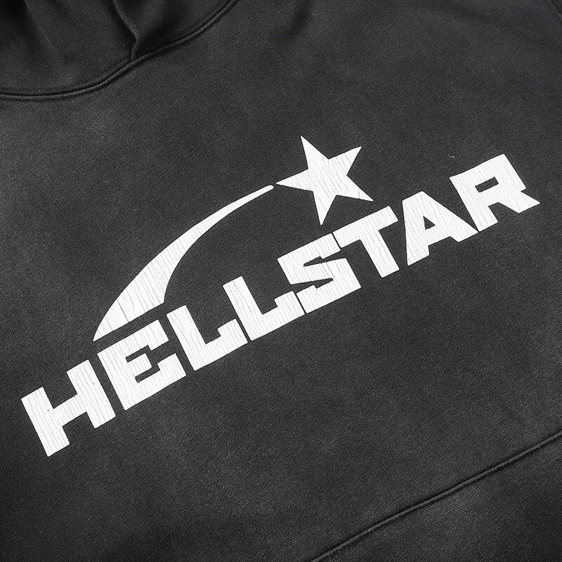 Hellstar Basic Letter Print Casual Hoodie Black