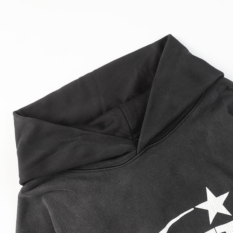 Hellstar Basic Letter Print Casual Hoodie Black