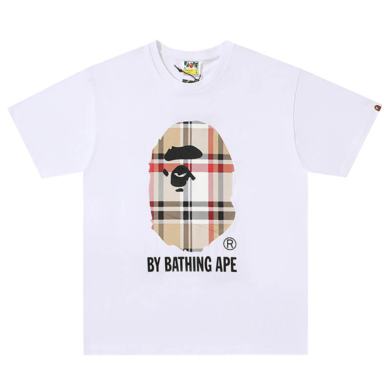 Bape Burberry Plaid Ape Head by Bathing Ape Tee