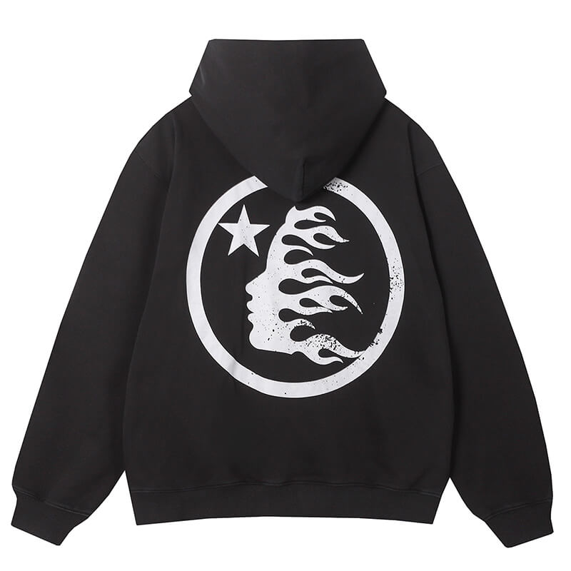 Hellstar Basic Letter Print Casual Hoodie Black