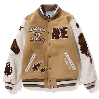 BAPE Leather Long Sleeve Baseball Jacket