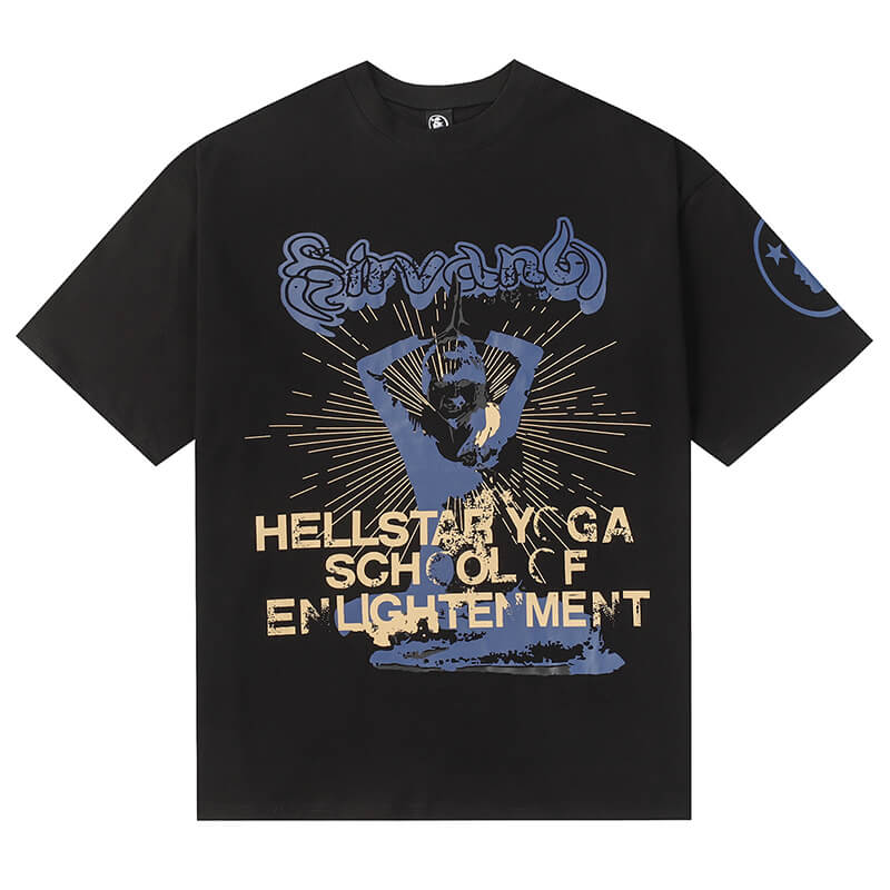 Hellstar print casual T-Shirt Black