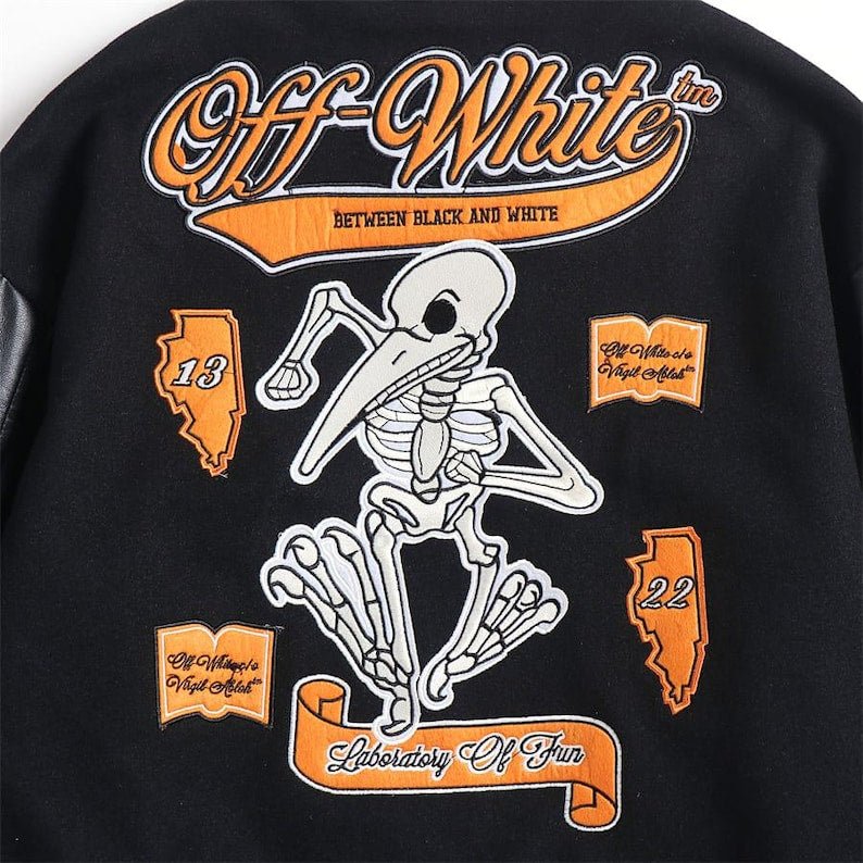 💀 Off-White Skull Varsity Jacket: Bold Street Style 💀