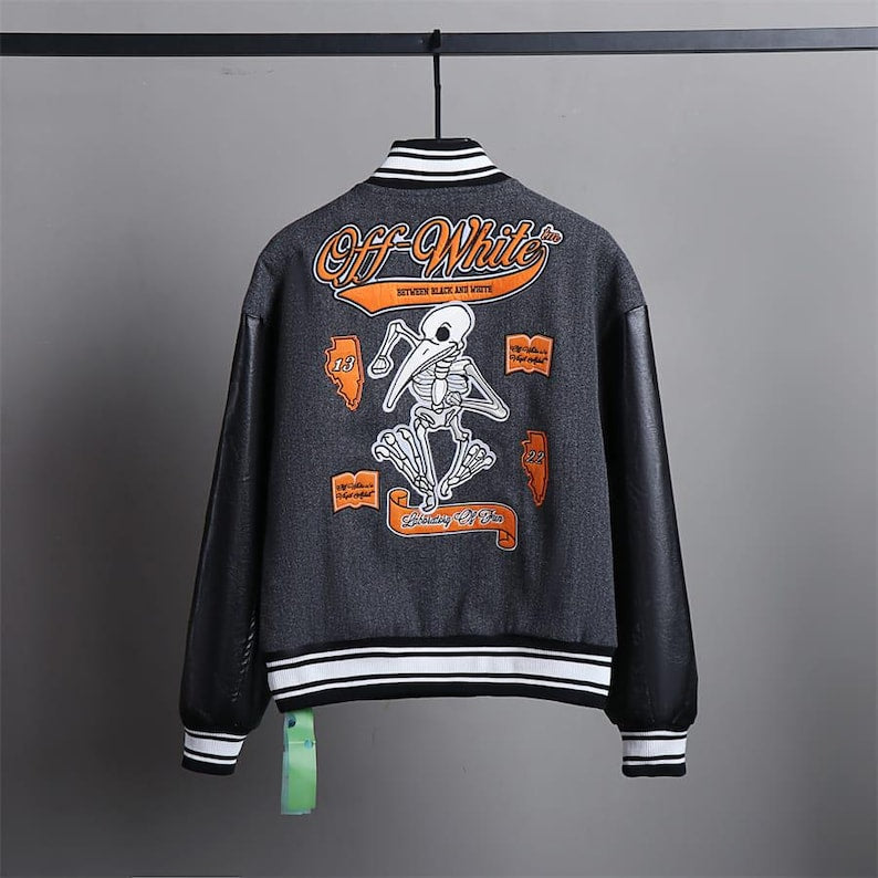 💀 Off-White Skull Varsity Jacket: Bold Street Style 💀