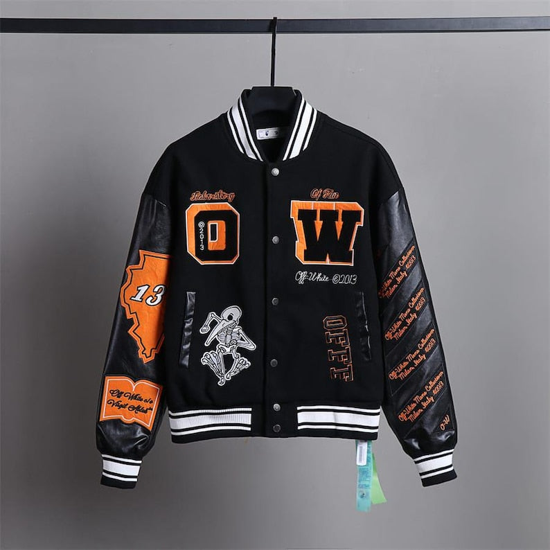 💀 Off-White Skull Varsity Jacket: Bold Street Style 💀